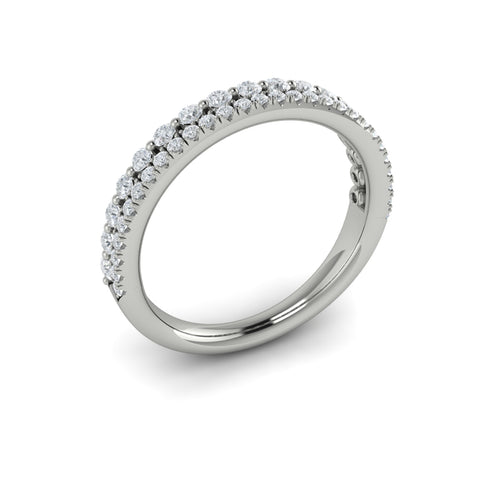 Round Diamond Two Row Band in 14K White Gold