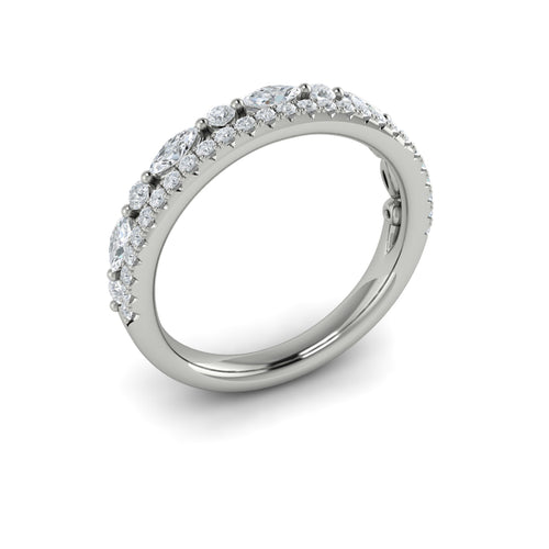 Diamond Marquise Two Row Band in 14K White Gold