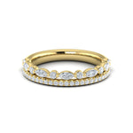 Diamond Marquise Two Row Band in 14K Yellow Gold