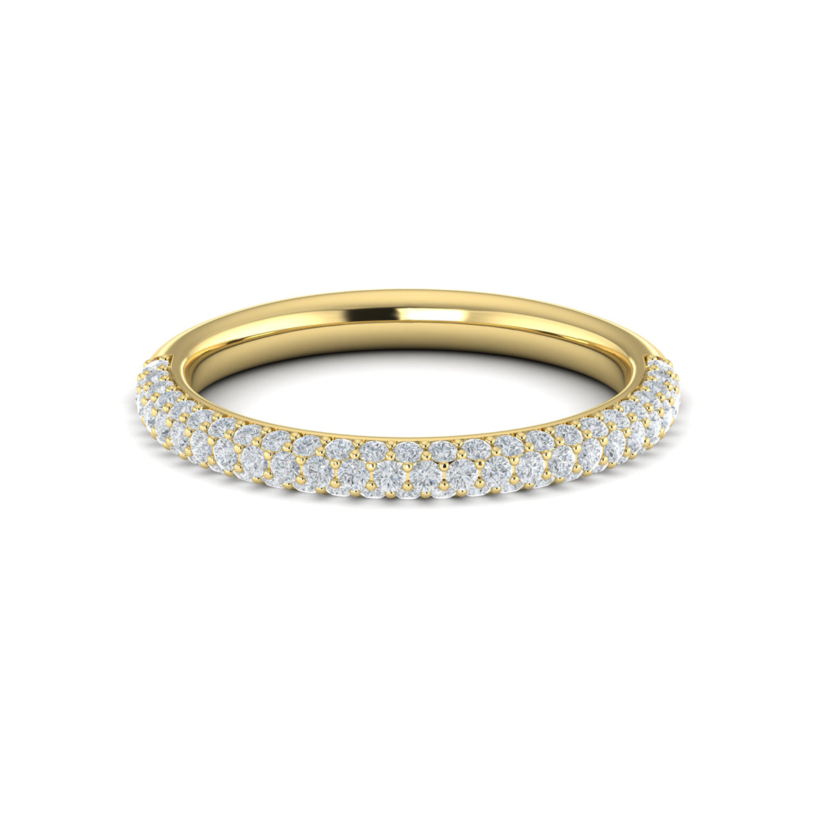 Diamond Three-Sided Pave Band in 14K Yellow Gold