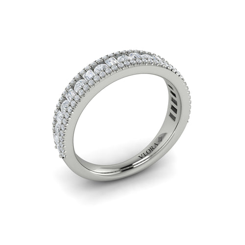 Diamond Triple Row Band in 14K White Gold