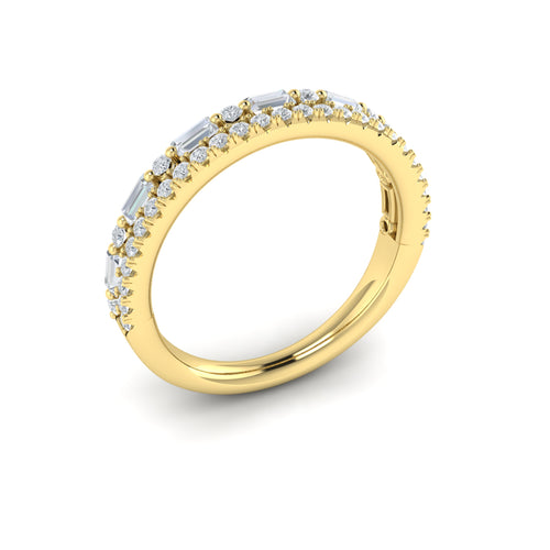 Diamond Baguette Two Row Band in 14K Yellow Gold