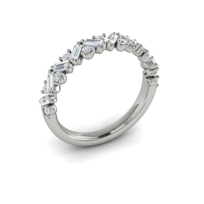 Diamond Staggard Band in 14K White Gold