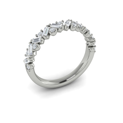 Diamond Staggard Band in 14K White Gold
