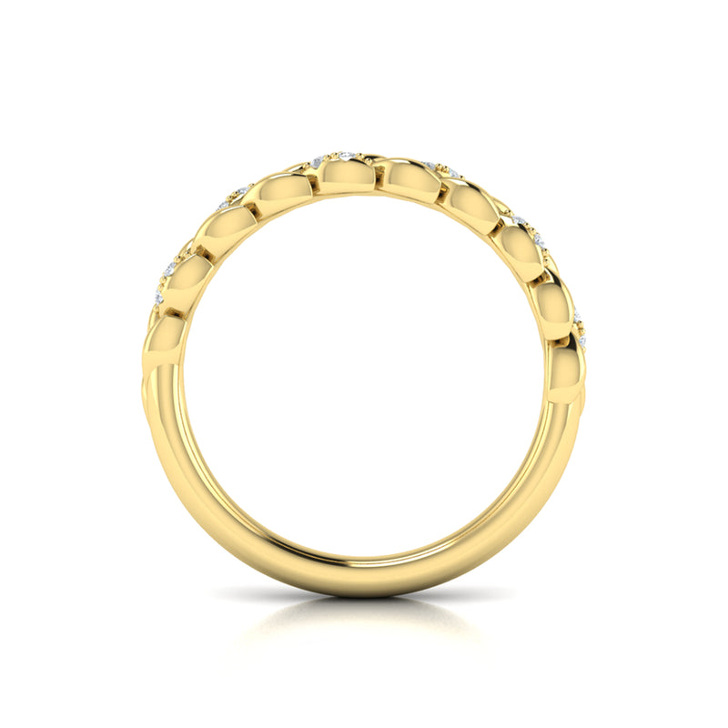 Diamond Braided Leaf Band in 14K Yellow Gold