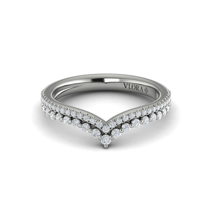 Diamond Double-Row V Band in 14K White Gold