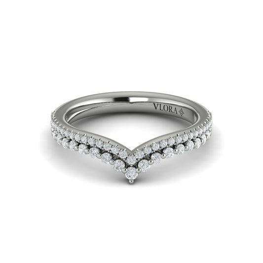 Diamond Double-Row V Band in 14K White Gold