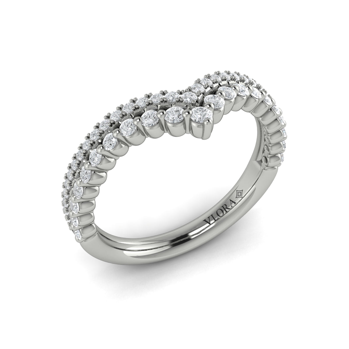Diamond Double-Row V Band in 14K White Gold
