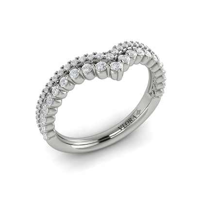 Diamond Double-Row V Band in 14K White Gold