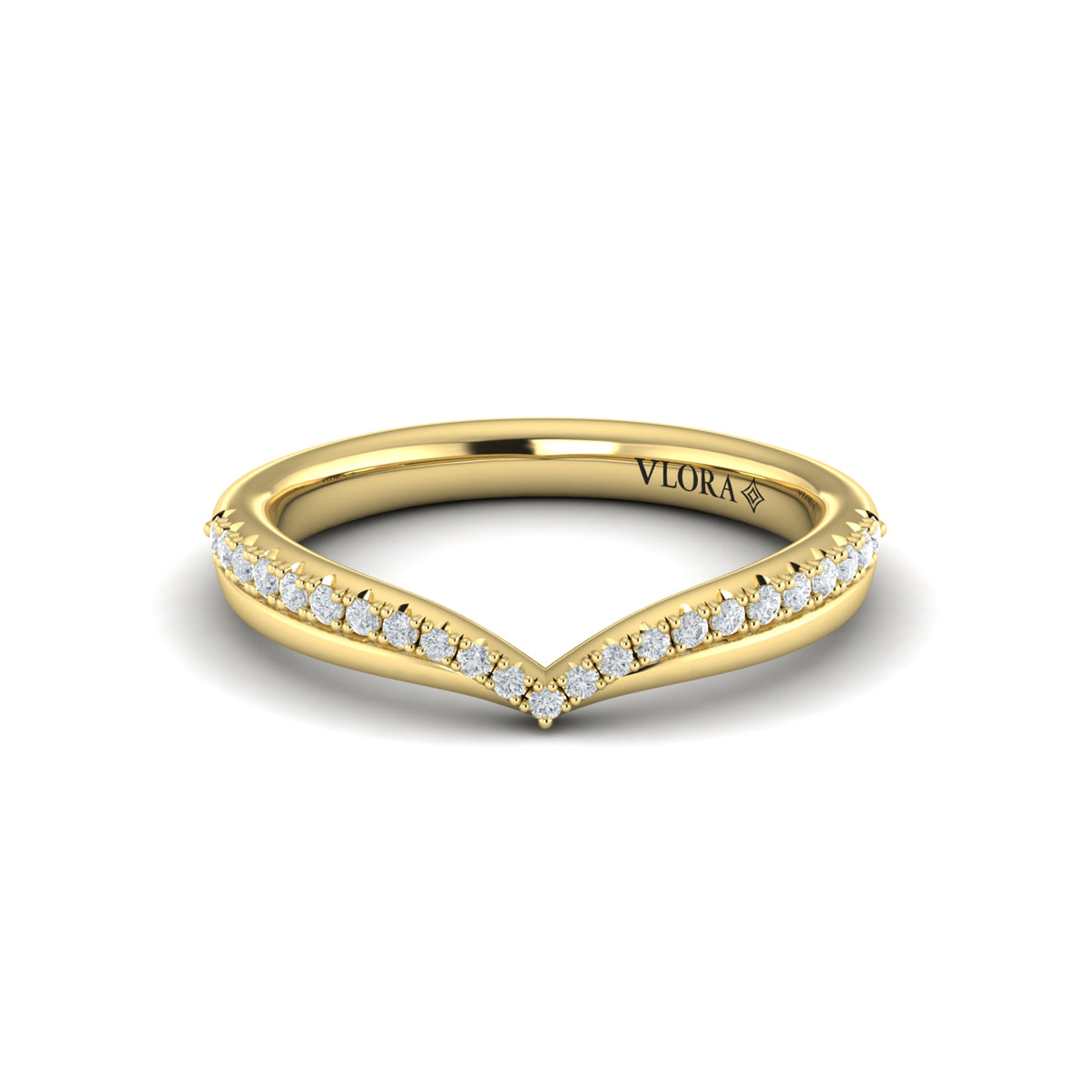 Diamond Chevron V Band in 14K Yellow Gold