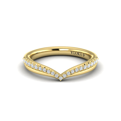 Diamond Chevron V Band in 14K Yellow Gold