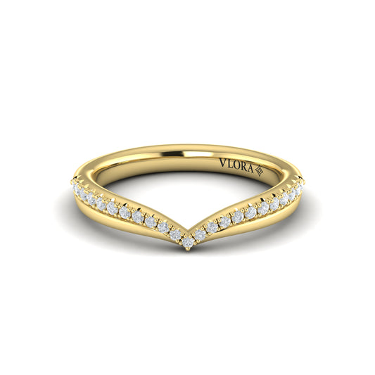 Diamond Chevron V Band in 14K Yellow Gold
