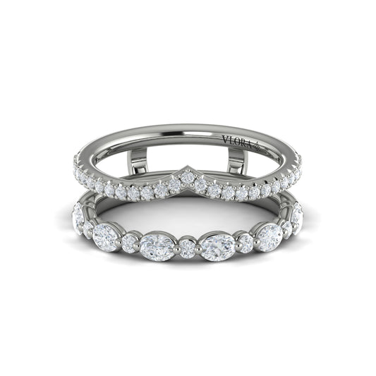 Diamond Two Row V Enhancer Band in 14K White Gold