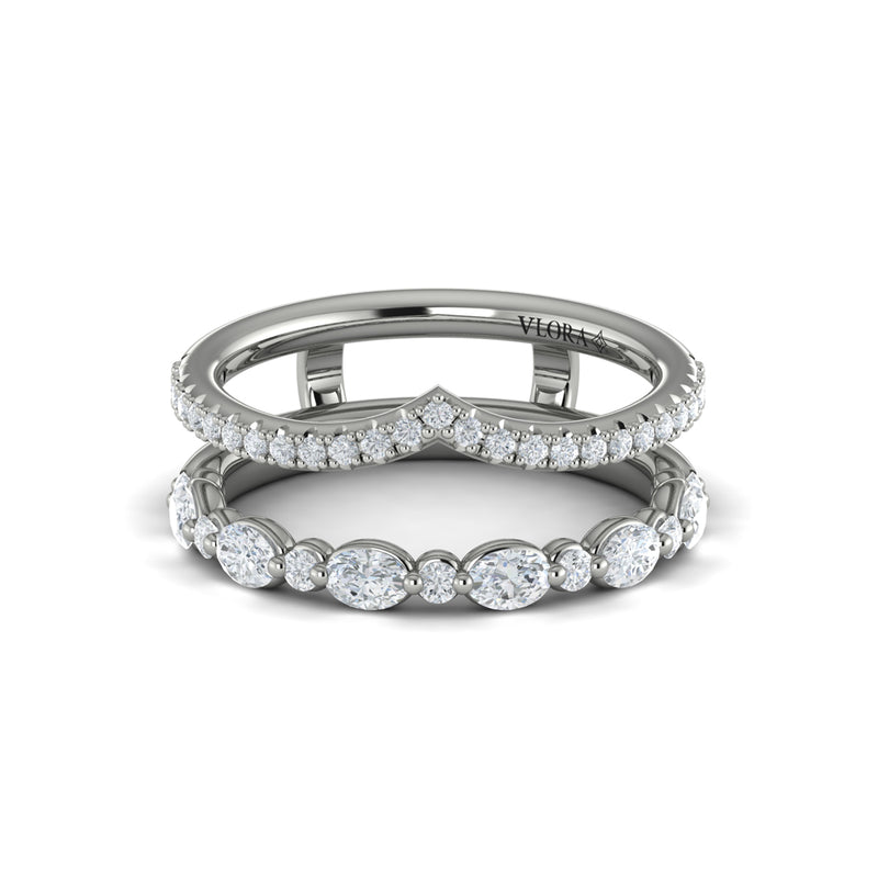 Diamond Two Row V Enhancer Band in 14K White Gold