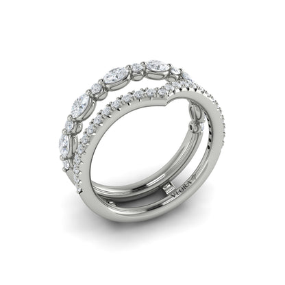 Diamond Two Row V Enhancer Band in 14K White Gold