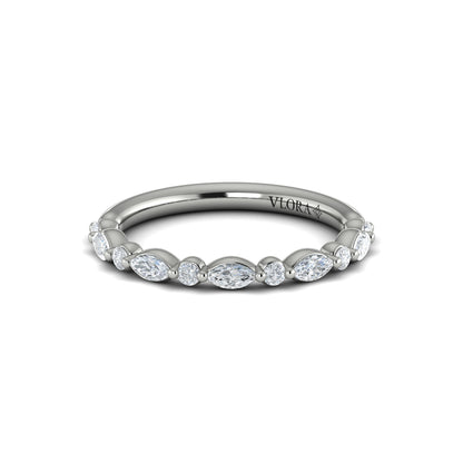 Diamond Marquise & Round Band in 14K White Gold