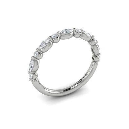 Diamond Marquise & Round Band in 14K White Gold