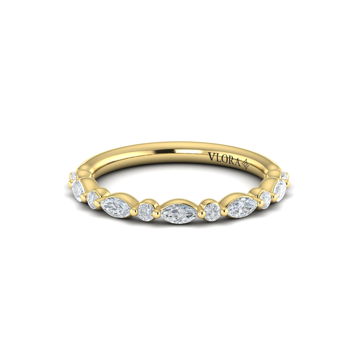 Diamond Eyelet Band in 14K Yellow Gold