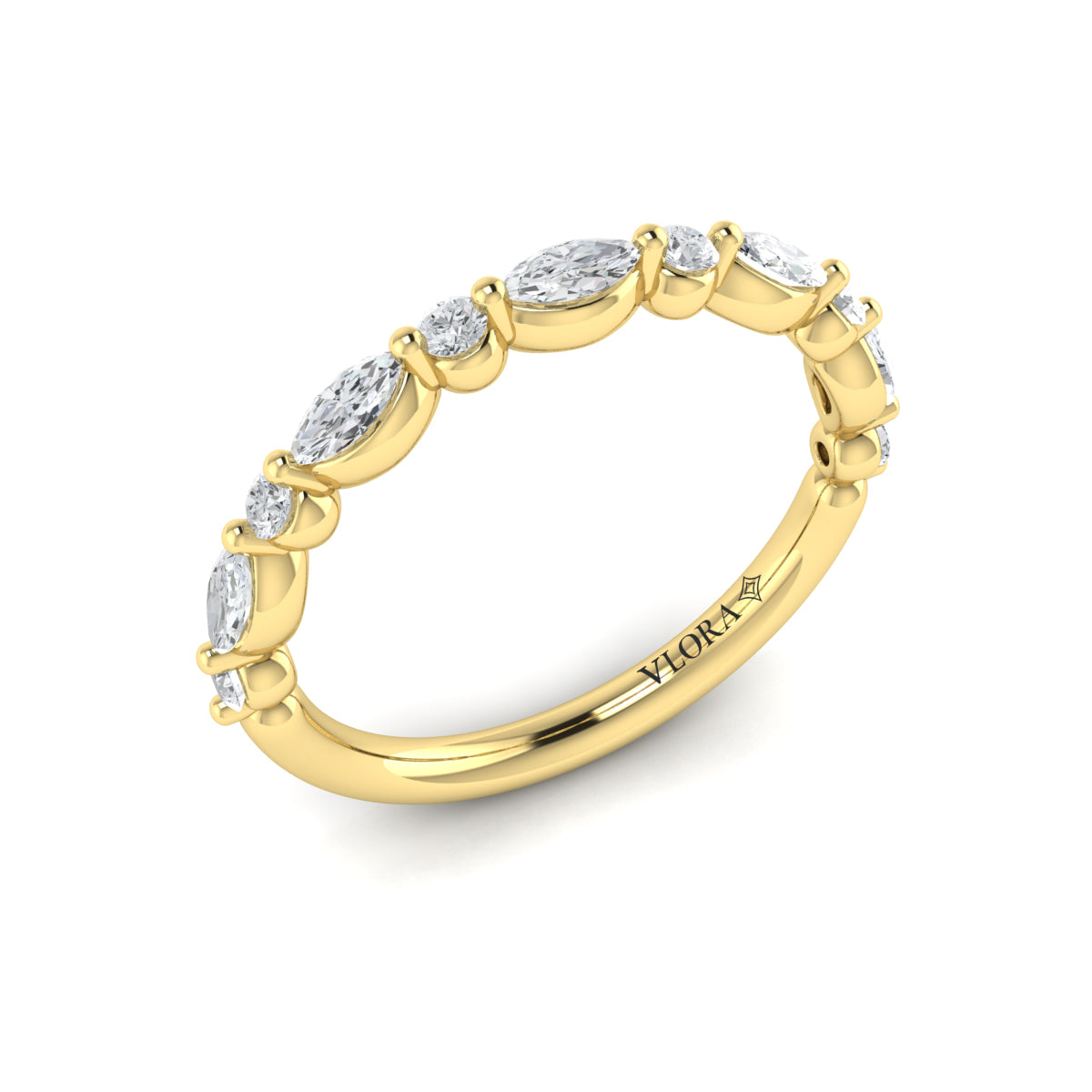 Diamond Eyelet Band in 14K Yellow Gold