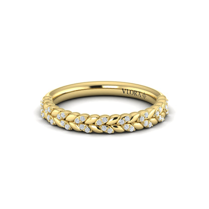 Diamond Floral Band in 14K Yellow Gold