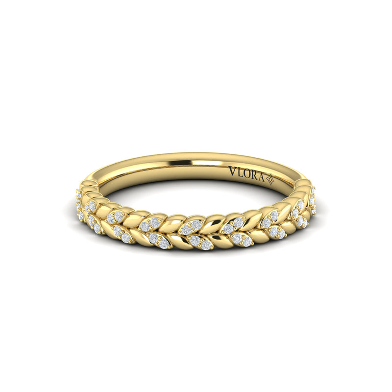 Diamond Floral Band in 14K Yellow Gold