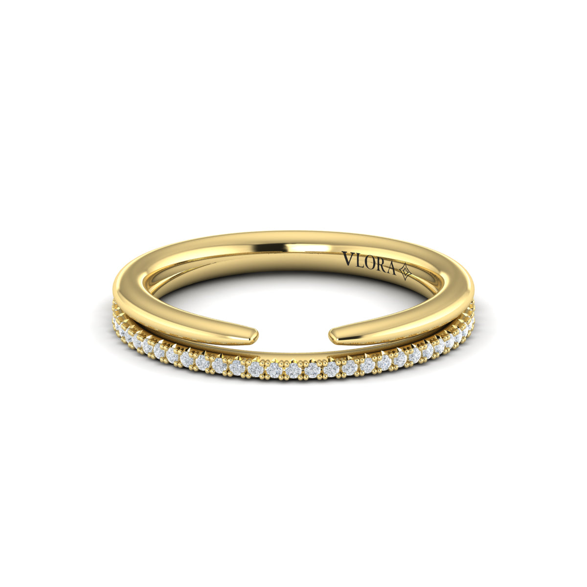 Two Row Stackable Diamond Band in 14K Yellow Gold