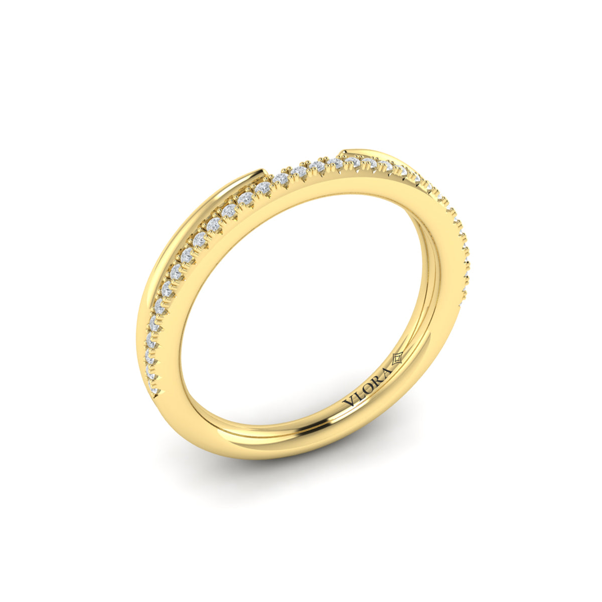 Two Row Stackable Diamond Band in 14K Yellow Gold