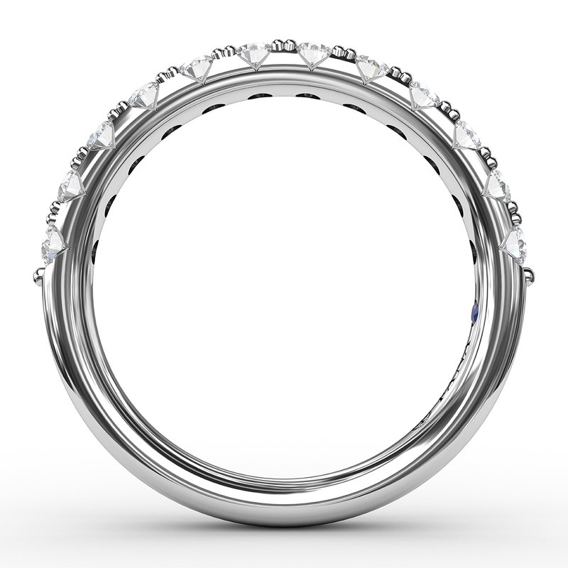 Diamond French Set Wedding Band in 14K White Gold