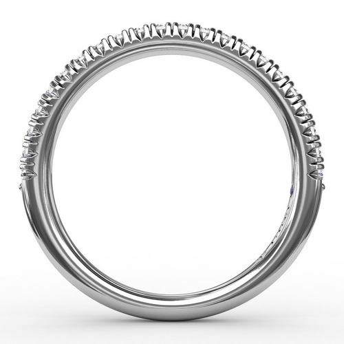 Diamond Petite French Set Band in 14K White Gold