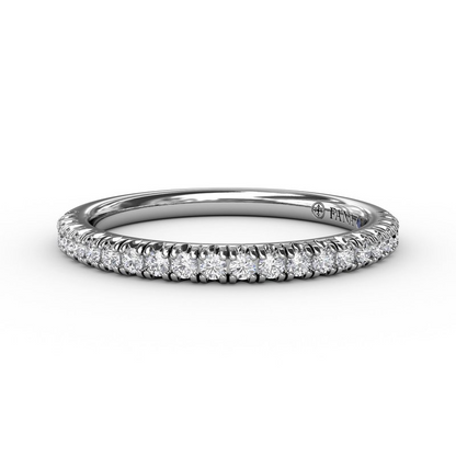 Diamond Petite French Set Band in 14K White Gold