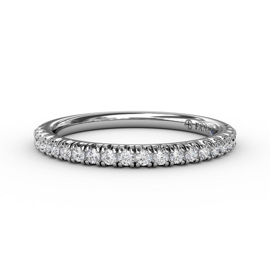 Diamond Petite French Set Band in 14K White Gold