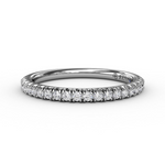 Diamond Petite French Set Band in 14K White Gold