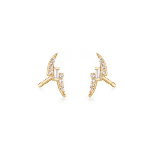White Sapphire Curved Stud Earrings