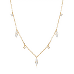 Pear and Round White Sapphire Drop Necklace