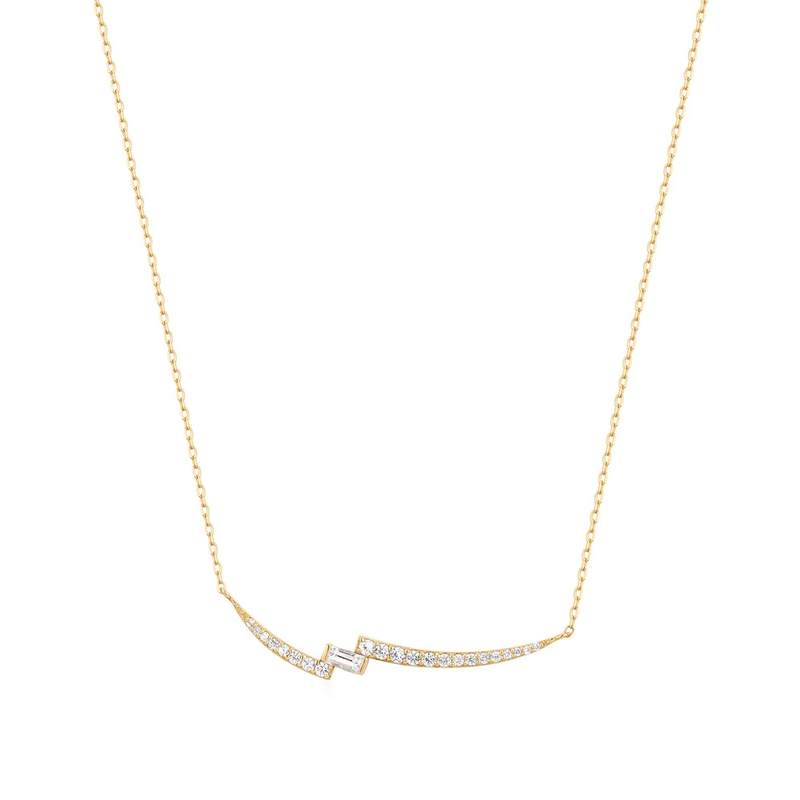 White Sapphire Curved Necklace
