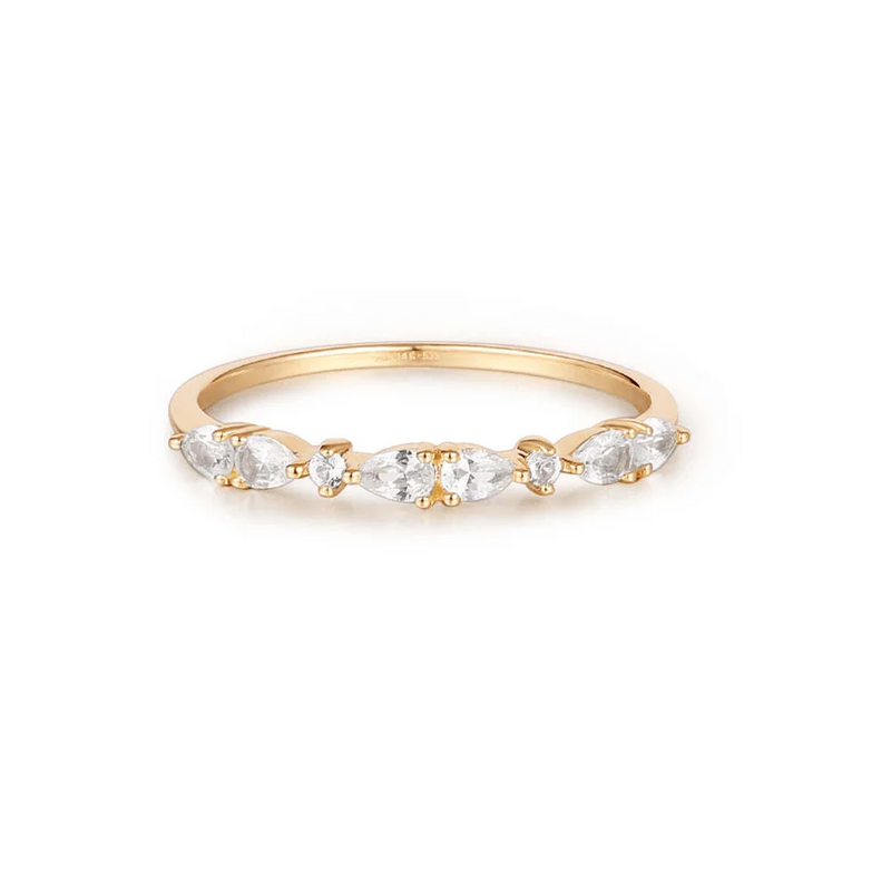 Pear and Round White Sapphire Half-Eternity Ring