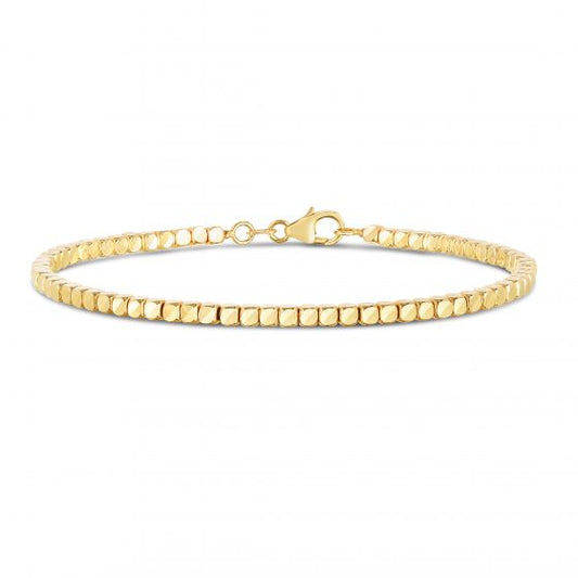 Cube Bangle Bracelet in 14K Yellow Gold