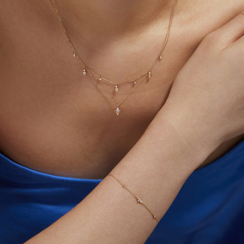 Pear and Round White Sapphire Drop Necklace