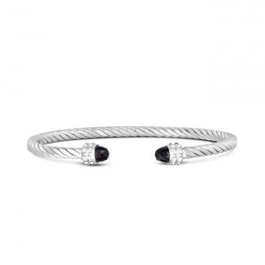 Onyx Cable Cuff in Sterling Silver