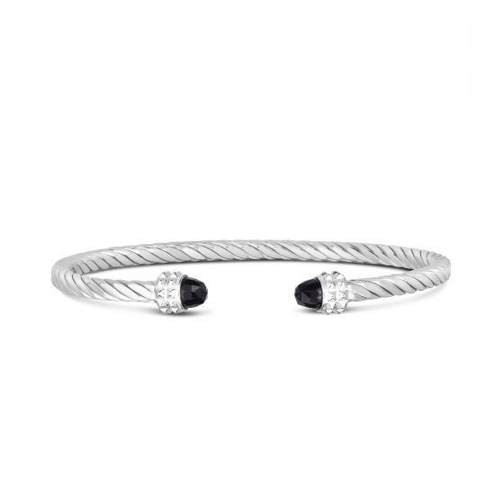 Onyx Cable Cuff in Sterling Silver