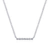 Baguette and Round Diamond Bar Necklace in 14K White Gold