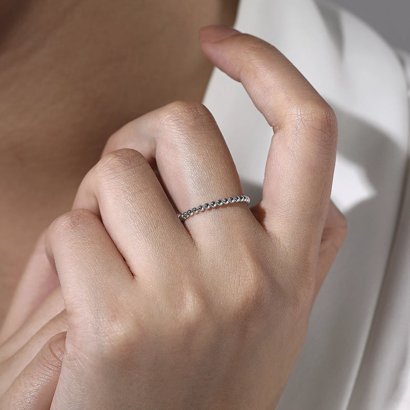 Bujukan Beaded Stackable Ring in 14K White Gold