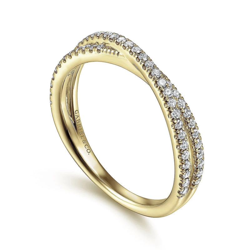 Criss Cross Diamond Stackable Ring in 14K Yellow Gold