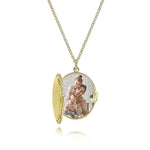 Oval Locket Necklace with Twisted Rope Frame in 14K Yellow Gold