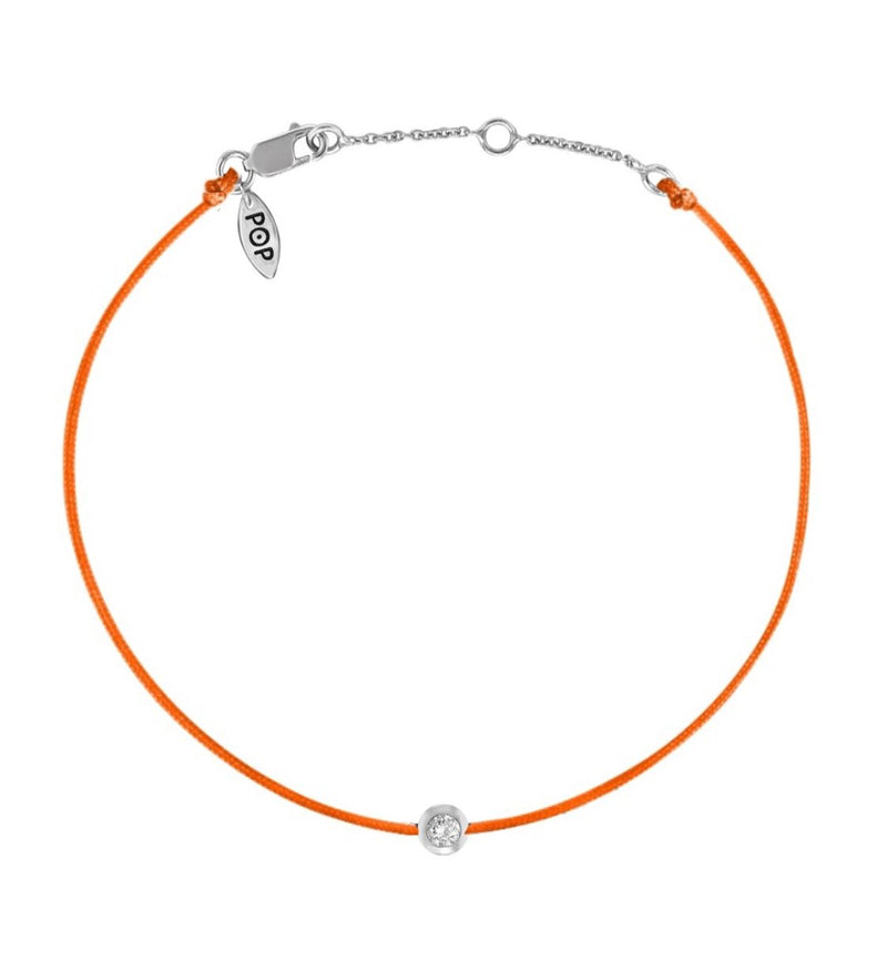 Silver Bezel - Orange Cord Bracelet