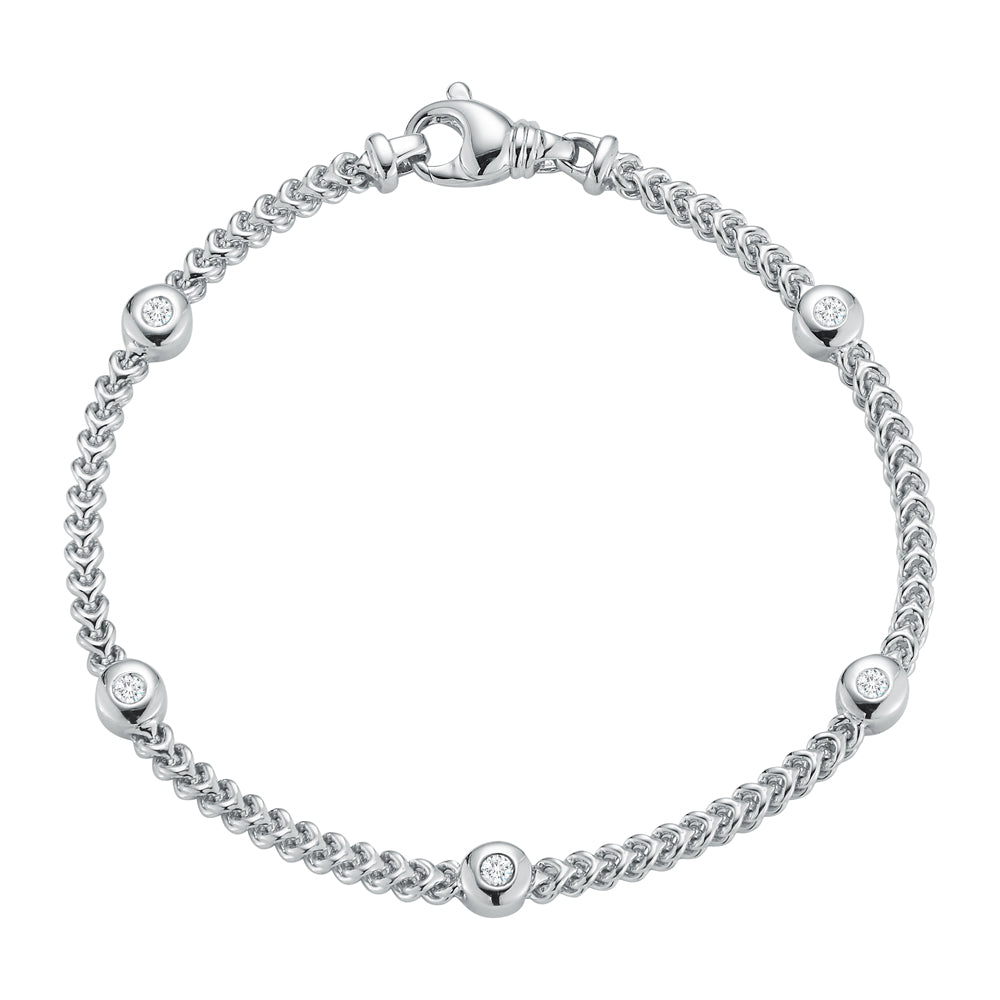 Bracelet Années 70 Diamants Saphirs Or Blanc 18 Carats - Rivluxe - Occasion  - Rivluxe