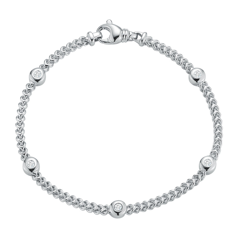 Diamond Bezel Station Bracelet in 14K White Gold