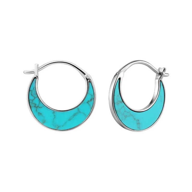 Tidal Turquoise Crescent Earrings in Sterling Silver