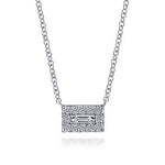 Diamond Rectangular Pendant Necklace in 14K White Gold