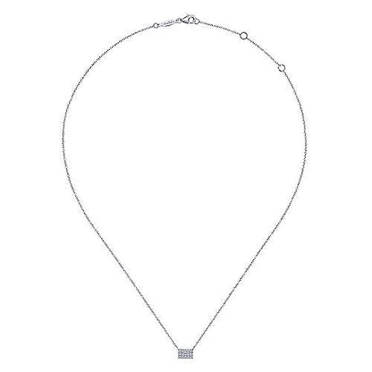 Diamond Rectangular Pendant Necklace in 14K White Gold